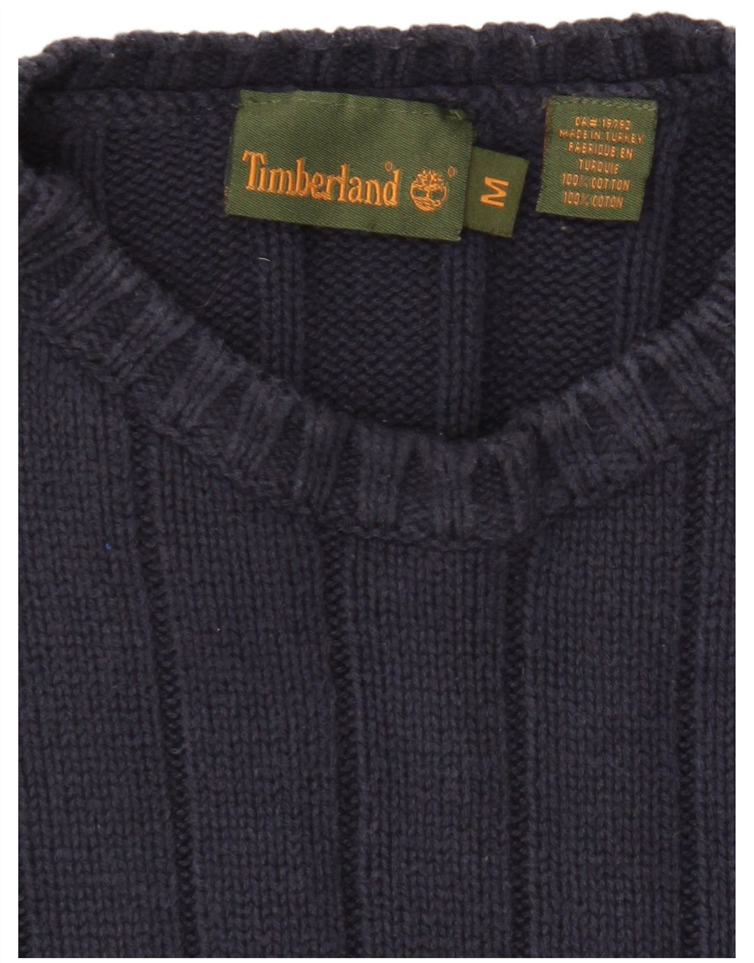 Мужской джемпер с круглым вырезом Timberland, средний темно-синий хлопковый свитер
