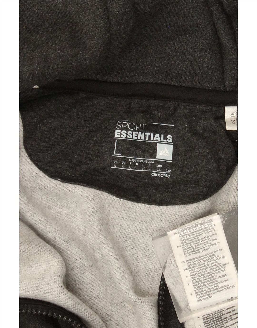 Мужской свитер с капюшоном на молнии Adidas, большой серый полиэстер