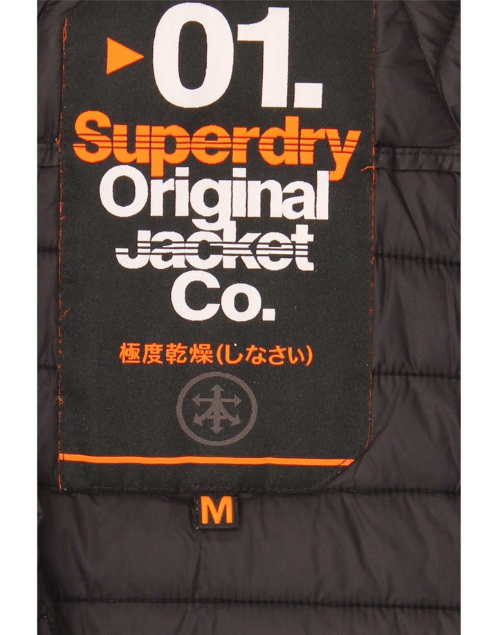 Мужская утепленная куртка с капюшоном Superdry UK 38, средний черный, цветной блок