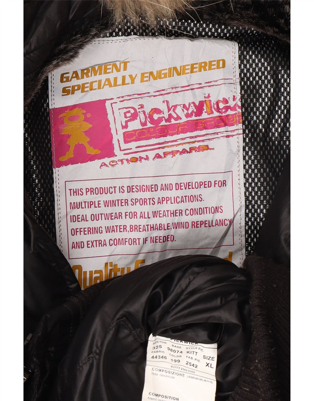 PICKWICK Женская стеганая куртка с капюшоном UK 18 XL, черный нейлон