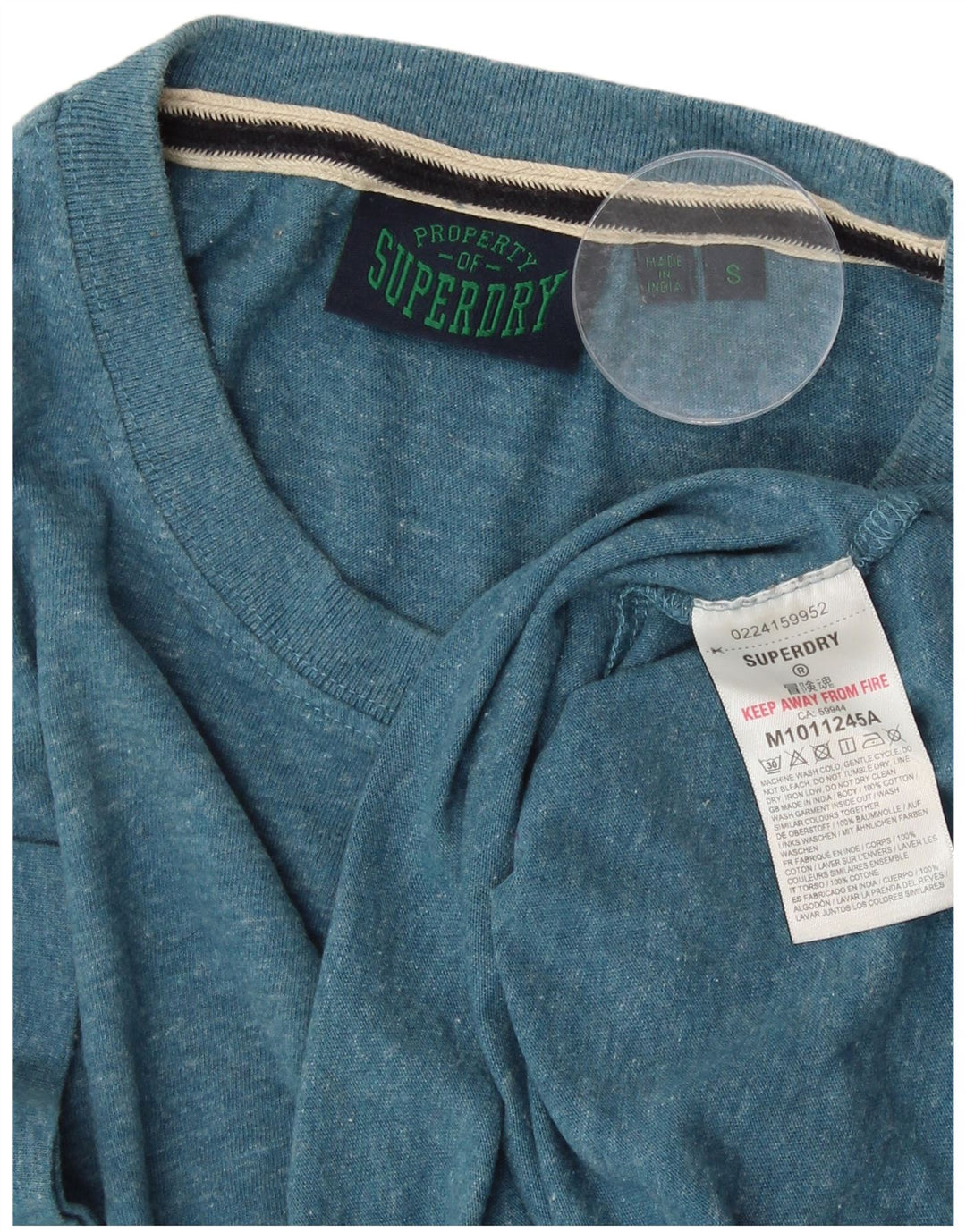 SUPERDRY Мужская футболка из хлопка маленького размера, синяя в крапинку