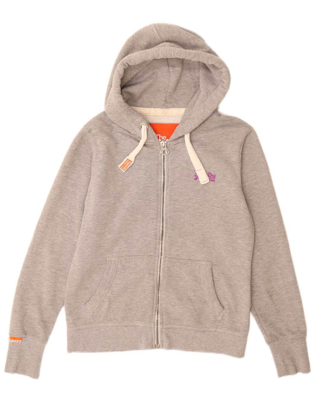 Женский свитер с капюшоном на молнии Superdry UK 14, большой серый полиэстер