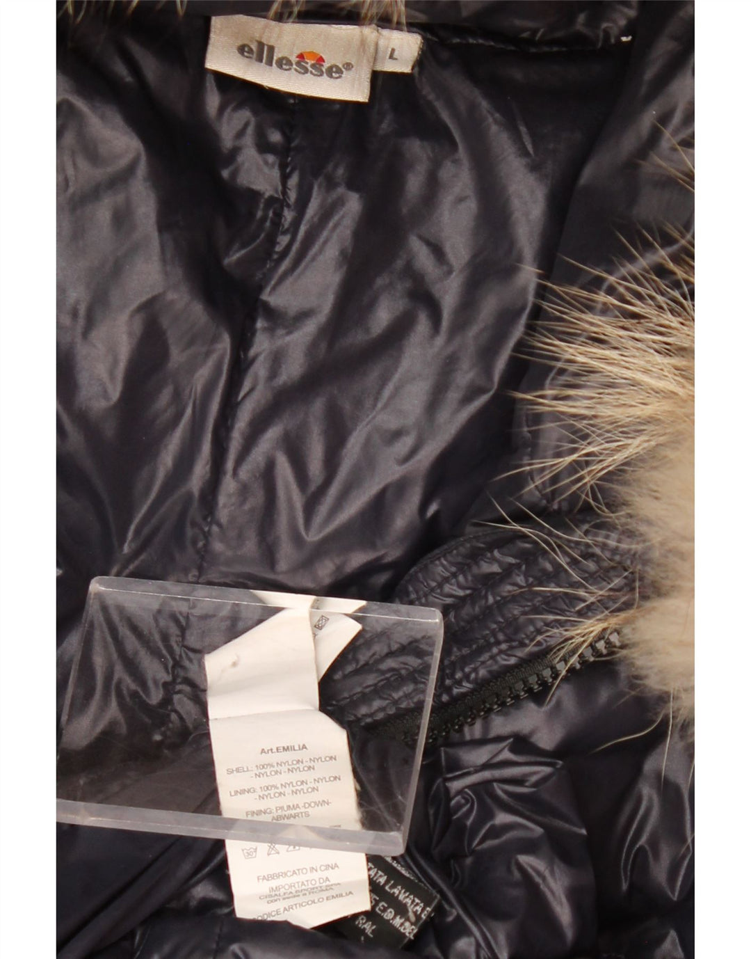 Женская стеганая куртка Ellesse с капюшоном UK 14, большой черный нейлон