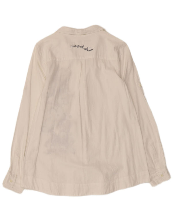 Женская рубашка с рисунком DESIGUAL UK 10, маленькая белая хлопковая рубашка с цветочным принтом