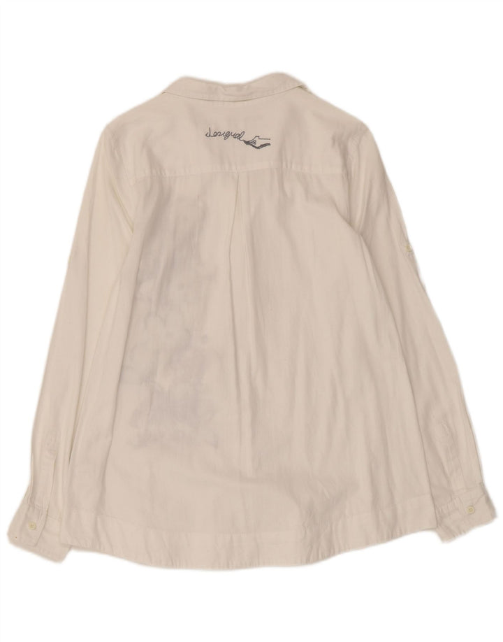 Женская рубашка с рисунком DESIGUAL UK 10, маленькая белая хлопковая рубашка с цветочным принтом