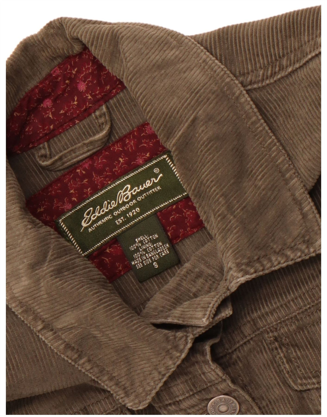 Eddie Bauer Женская вельветовая куртка свободного кроя UK 10, маленький размер, цвет хаки, хлопок