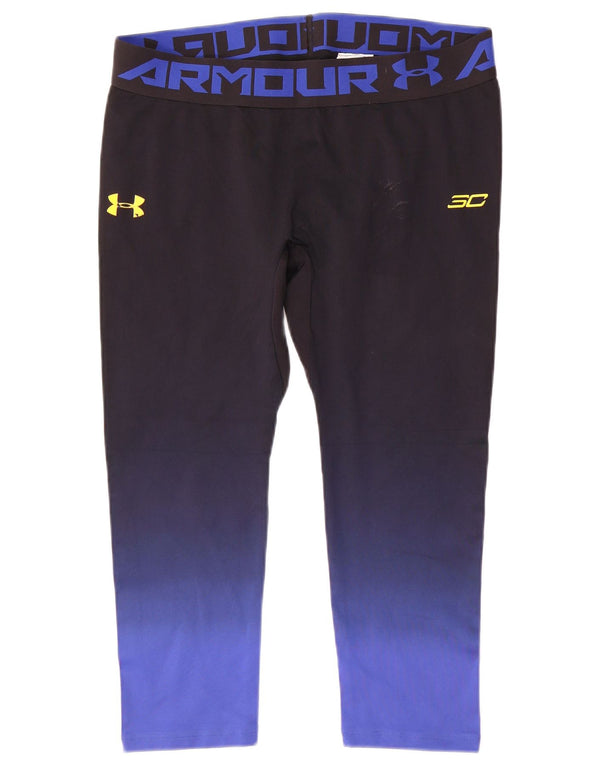 Женские укороченные леггинсы Under Armour Heat Gear UK 20, 2XL, черные с цветными блоками