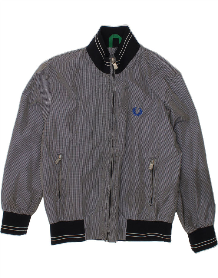 FRED PERRY Boys Bomber Jacket 7-8 Years Black Gingham Nylon Vintage Fred Perry and Second-Hand Fred Perry from Messina Hembry 