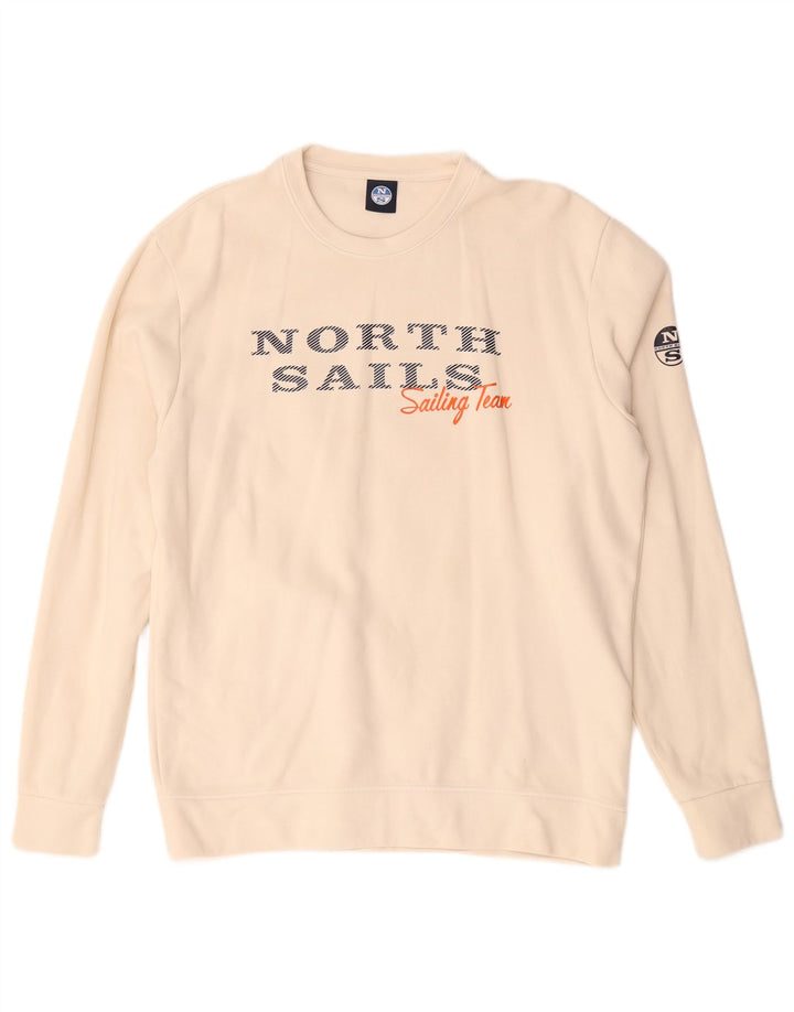 Мужской свитшот с рисунком North Sails, XL, хлопковый джемпер белого цвета