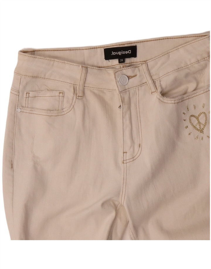 DESIGUAL Женские узкие джинсы W28 L27 Off White Хлопок