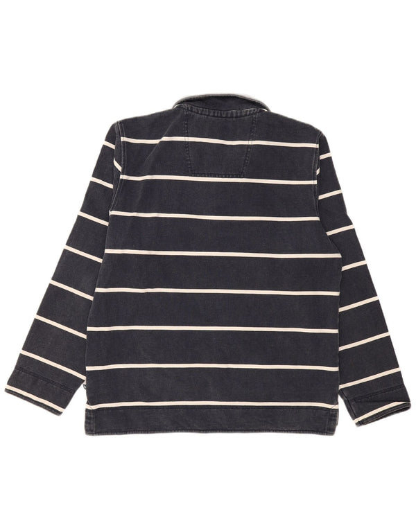 Мужская толстовка с воротником на молнии, большой темно-синий полосатый джемпер CREW CLOTHING