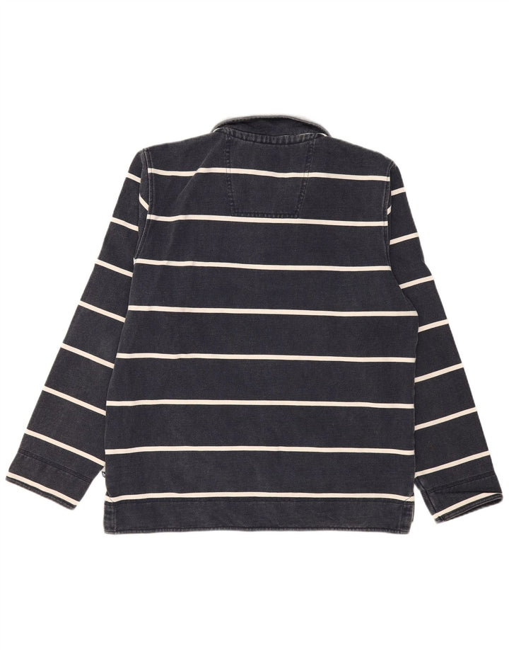 Мужская толстовка с воротником на молнии, большой темно-синий полосатый джемпер CREW CLOTHING