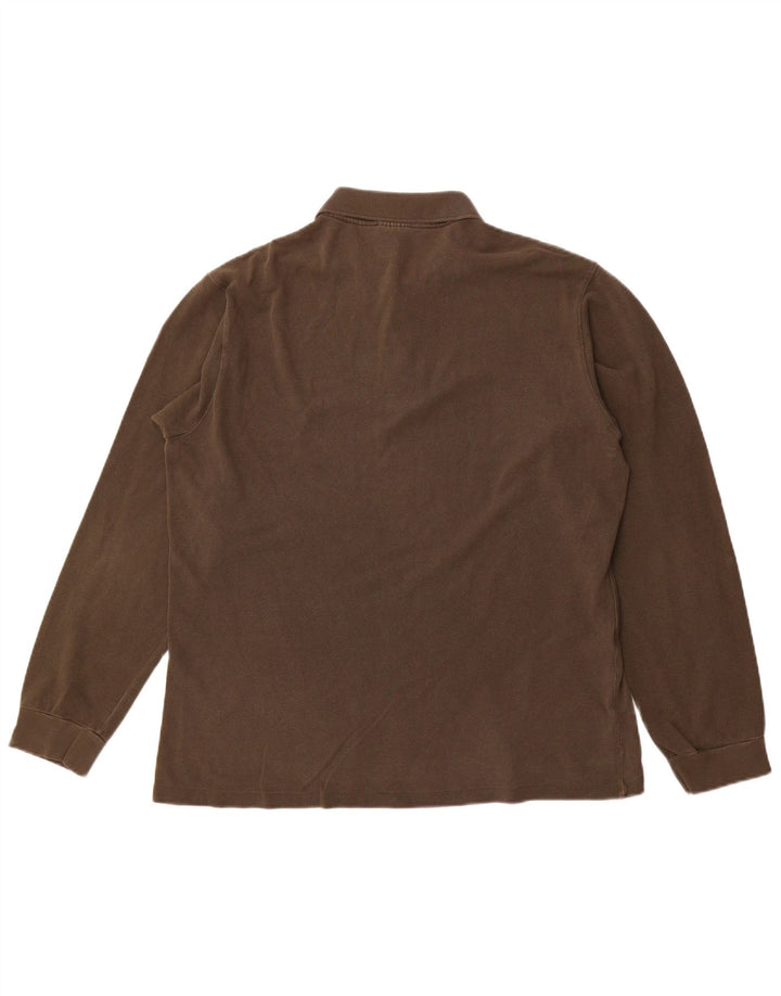 Мужская рубашка-поло с длинным рукавом LACOSTE, размер 5, большая, коричневая, хлопок