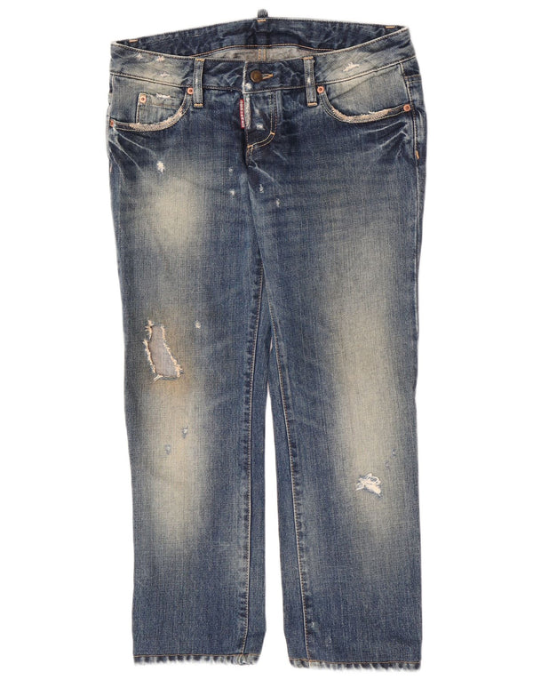Dsquared Женские прямые джинсы с потертостями IT 44 Medium W30 L27 Синий хлопок