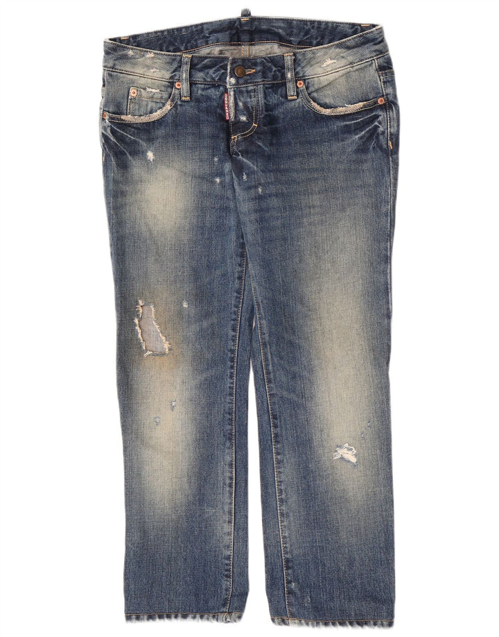 Dsquared Женские прямые джинсы с потертостями IT 44 Medium W30 L27 Синий хлопок