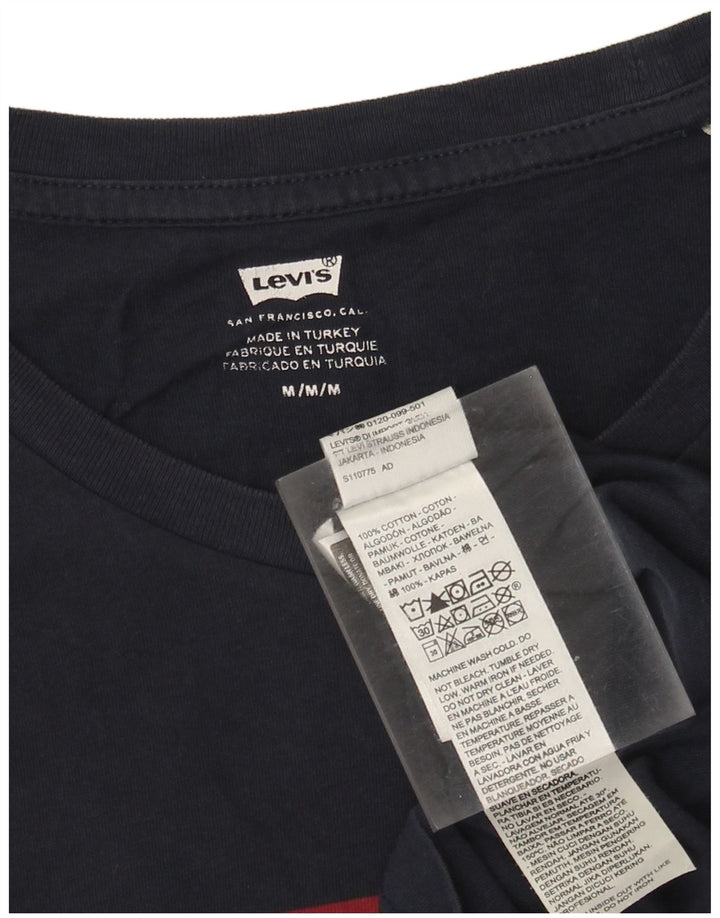 Мужская футболка с рисунком Levi's, топ среднего размера, темно-синий, хлопок