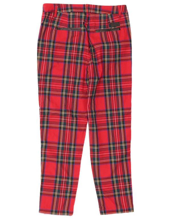 SUPERDRY Womens High Waist Chino Trousers UK 12 Medium W30 L26 Red Plaid