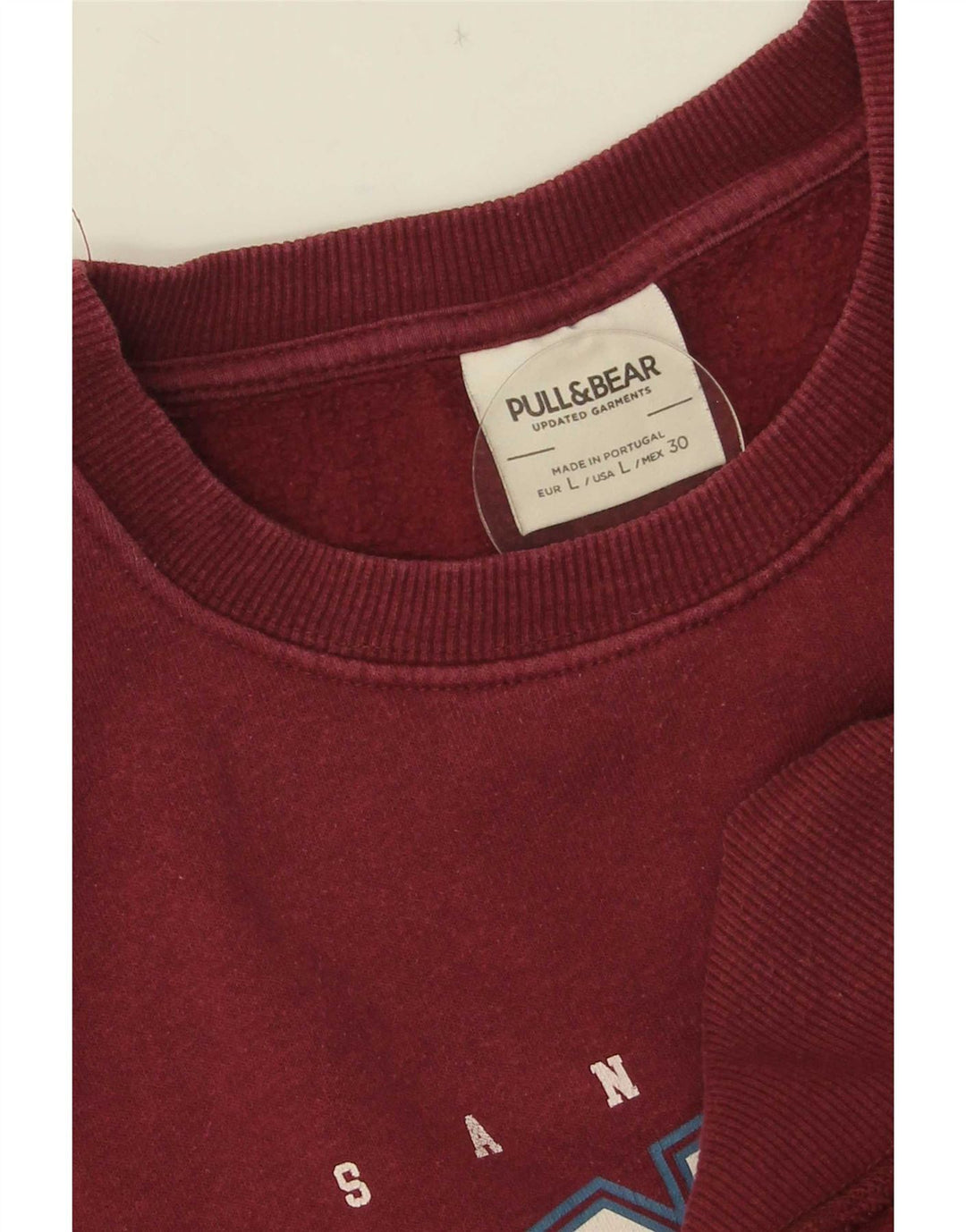 Женский джемпер оверсайз с рисунком Pull & Bear, большой темно-бордовый цвет, Великобритания 16