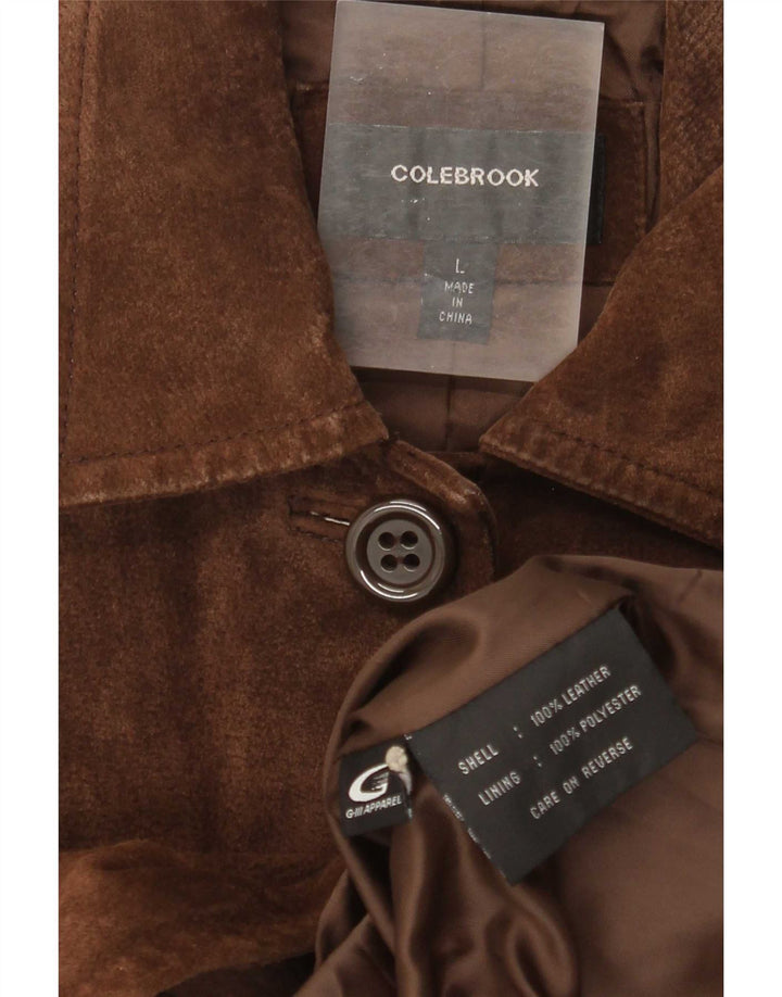 Женское замшевое пальто Colebrook UK 14, большое коричневое кожаное