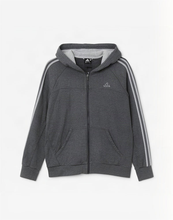 Мужской свитер с капюшоном на молнии Adidas среднего серого цвета, хлопок