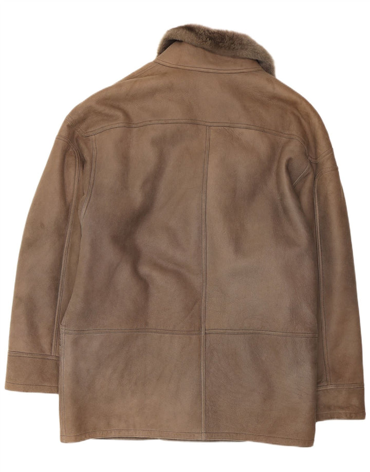 Винтажная мужская короткая дубленка IT 52 XL Коричневый