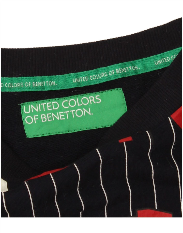 Женский свитер с рисунком Benetton UK 14, средний темно-синий в полоску