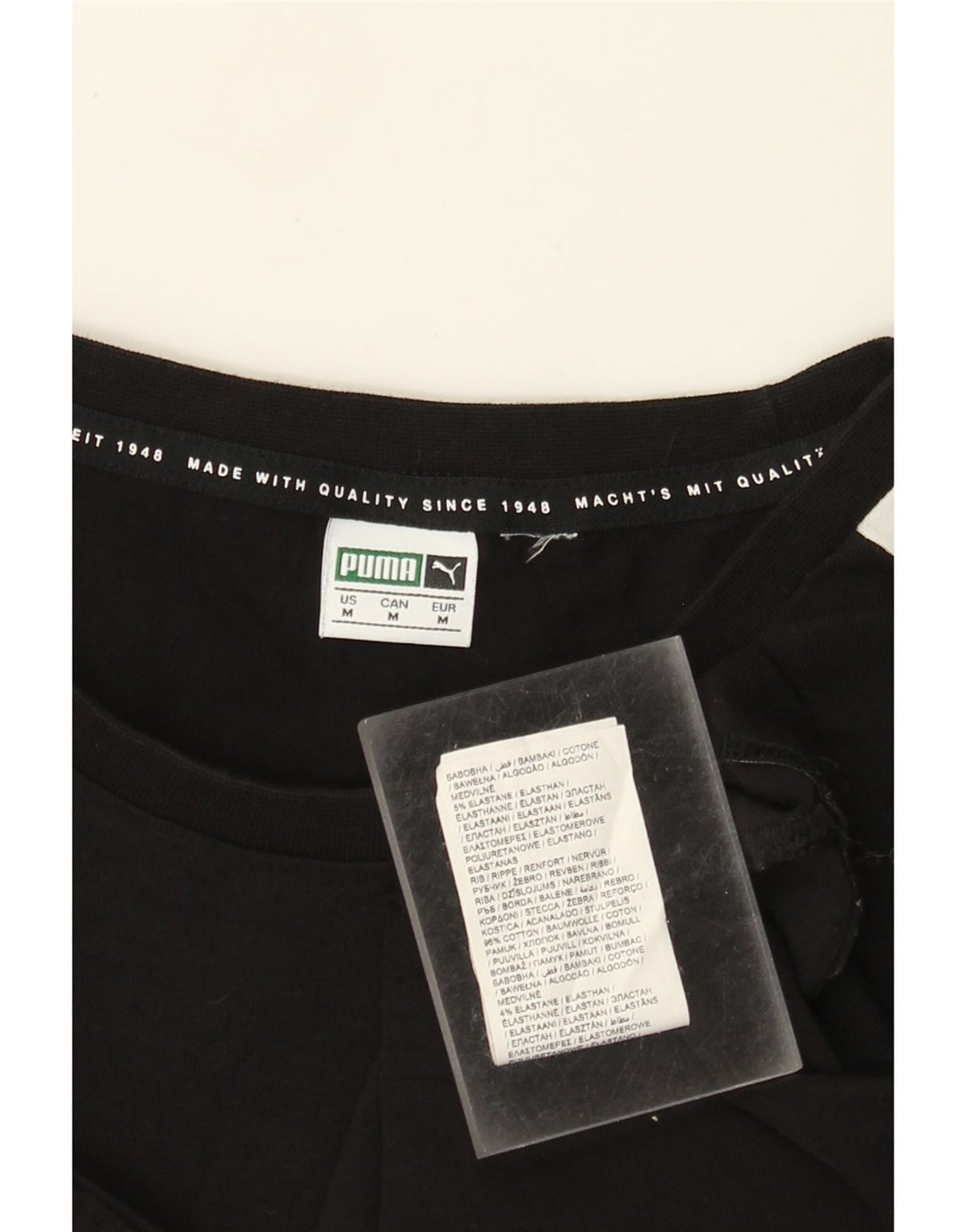 Женская укороченная футболка PUMA UK 12, средний черный, хлопок с цветными блоками