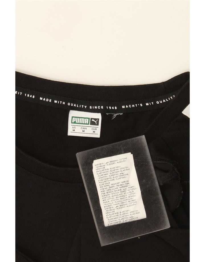 Женская укороченная футболка PUMA UK 12, средний черный, хлопок с цветными блоками