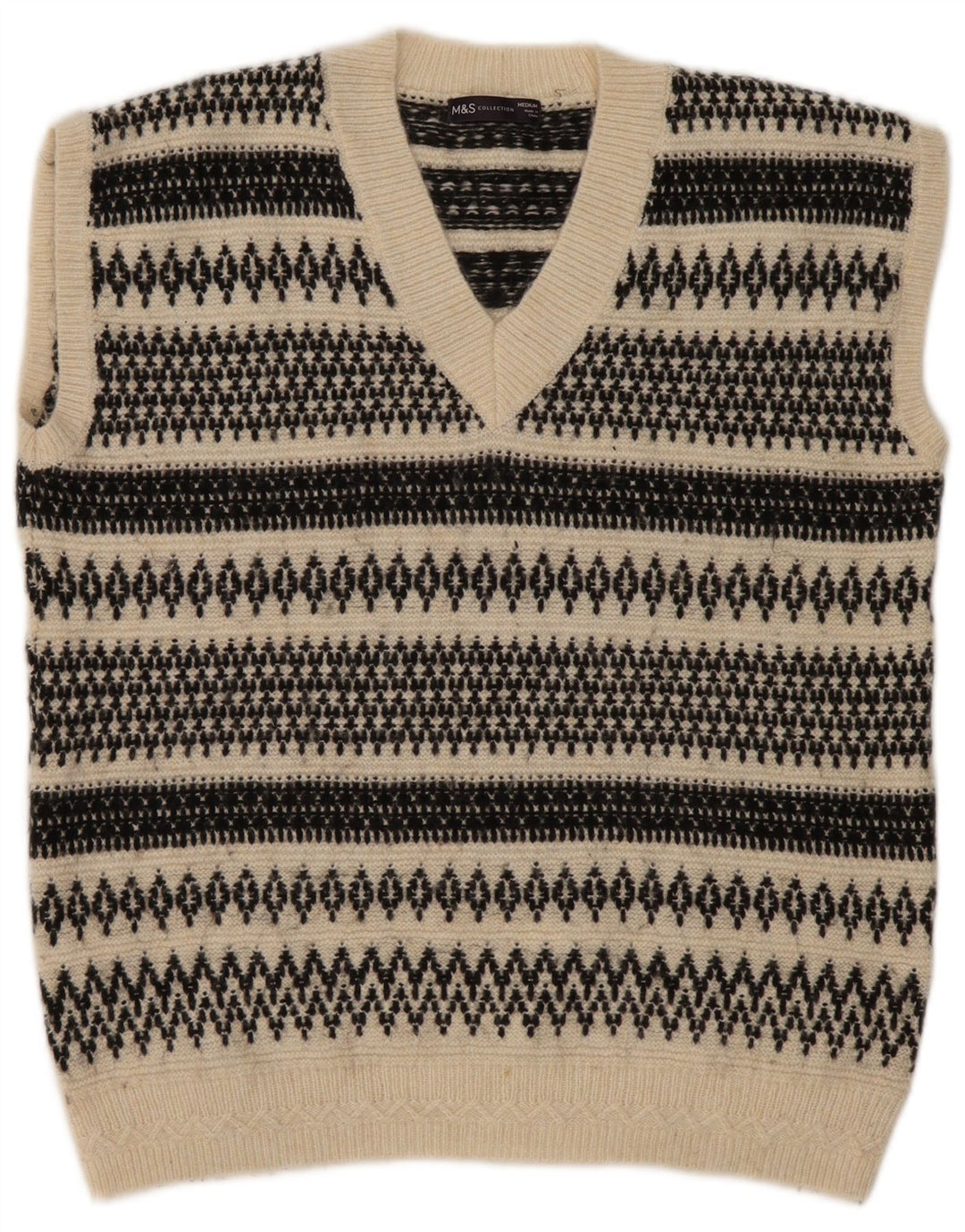Мужская майка Marks & Spencer безрукавка среднего бежевого цвета Fair Isle, акрил