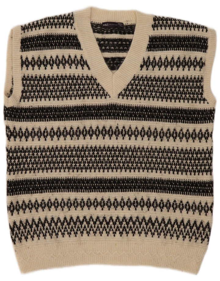 Мужская майка Marks & Spencer безрукавка среднего бежевого цвета Fair Isle, акрил