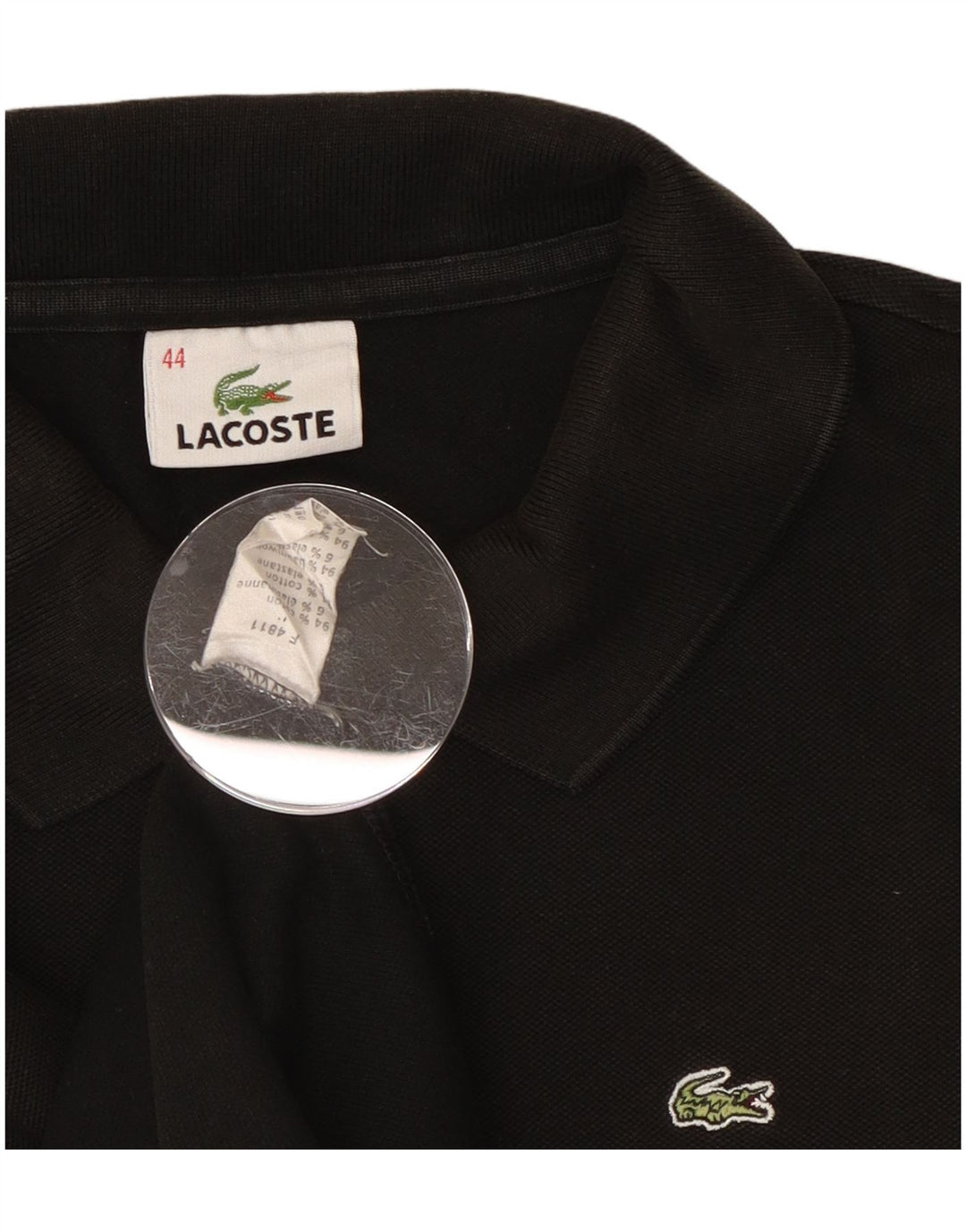 Женская рубашка поло Lacoste, размер 44, большая черная хлопковая рубашка