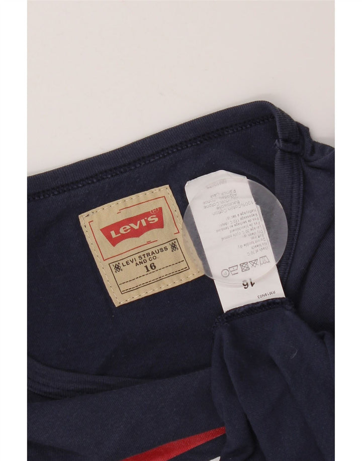 Топ с рисунком LEVI'S для мальчиков с длинными рукавами, 15–16 лет, темно-синий, с цветными блоками