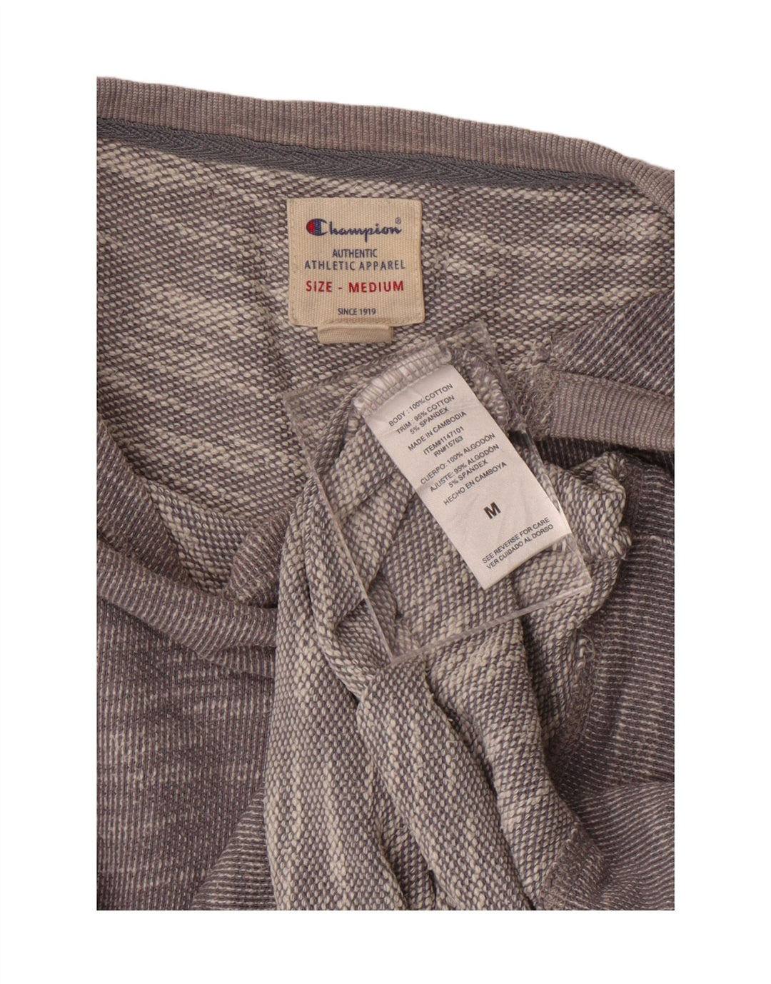 CHAMPION Mens Top Long Sleeve Medium Grey Cotton Vintage Champion and Second-Hand Champion from Messina Hembry 