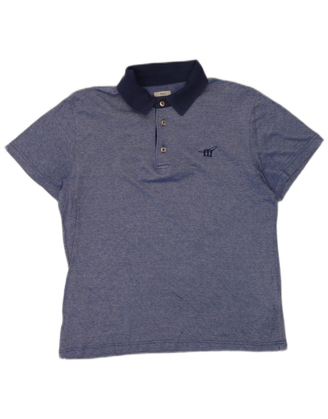Henry Cottons Mens Slim Fit Polo Shirt Medium Blue Cotton