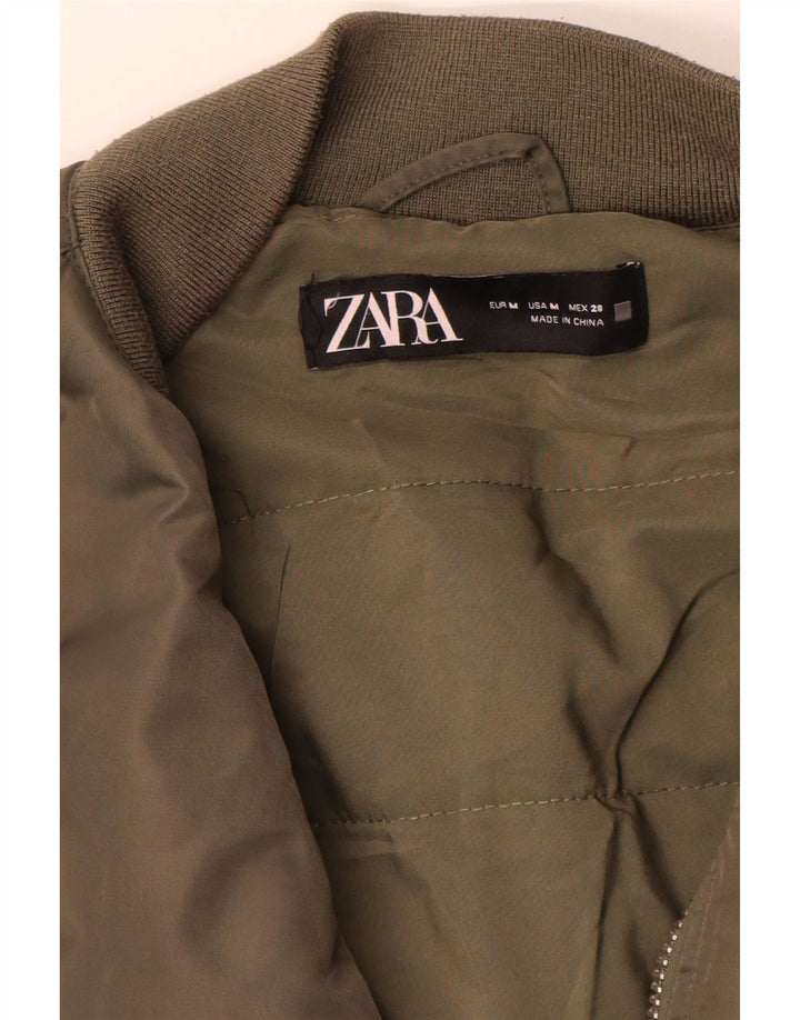 Женская укороченная куртка-авиатор Zara Oversized Flight UK 14, средний цвет хаки