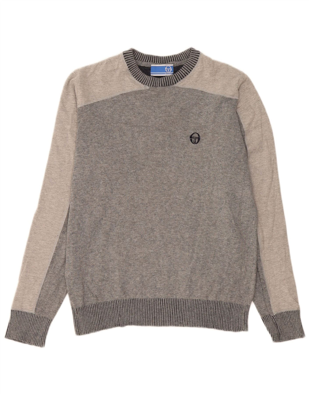 Мужской джемпер с круглым вырезом Sergio Tacchini, средний серый с цветными блоками