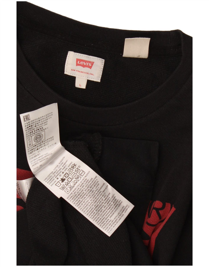 Мужской свитшот с рисунком Levi's, большой черный хлопковый джемпер