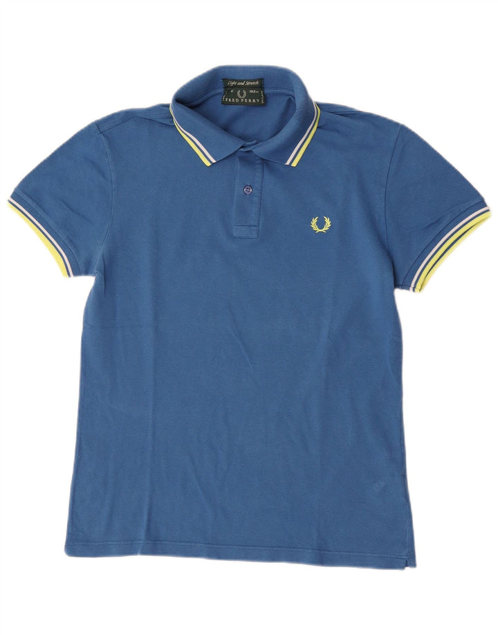 Мужская легкая и эластичная рубашка-поло Fred Perry в синюю полоску из хлопка
