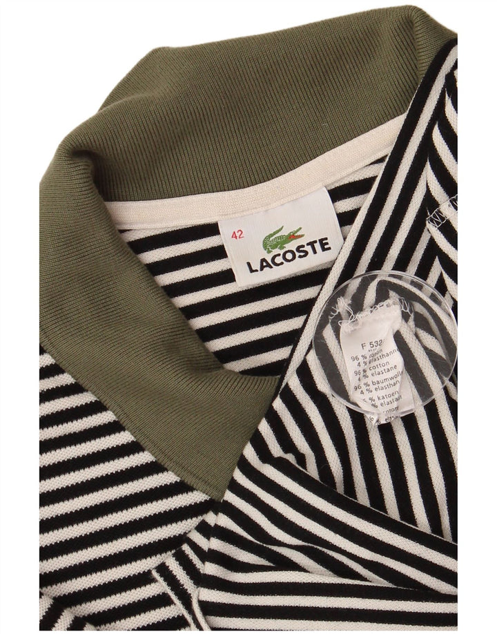 Женская рубашка поло Lacoste, размер 42, большая черная полоска, хлопок