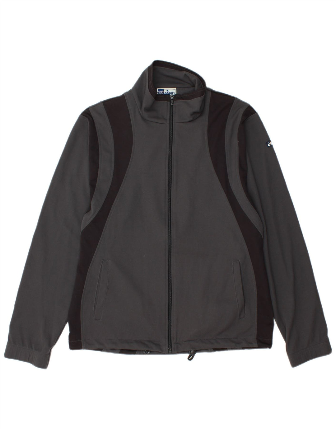 Мужской спортивный костюм ASICS, верхняя куртка, маленький серый полиэстер с цветными блоками