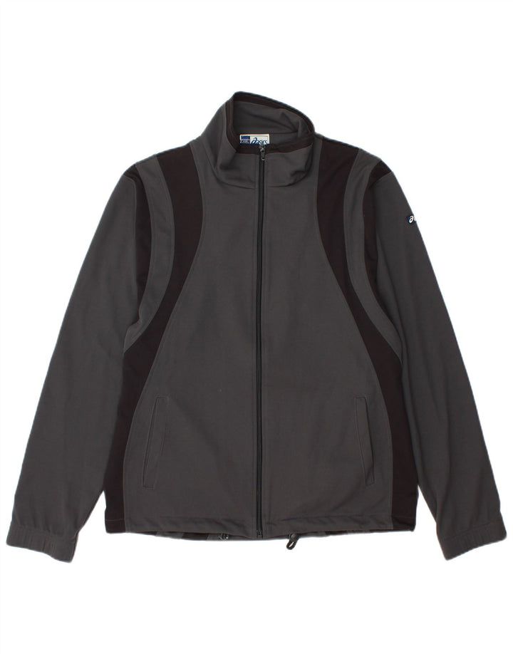 Мужской спортивный костюм ASICS, верхняя куртка, маленький серый полиэстер с цветными блоками