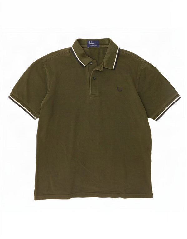 Мужская рубашка-поло Fred Perry, хлопковая полоска цвета хаки, большой размер