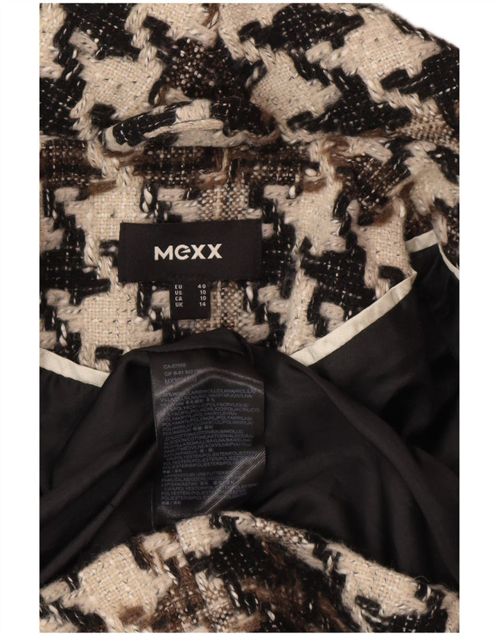 Женское пальто Mexx UK 14, большое черное шерстяное с узором «гусиные лапки»