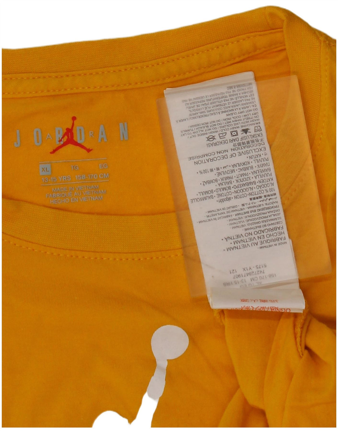 Футболка с рисунком JORDAN для мальчиков, топ 13–14 лет, размер XL, желтый хлопок