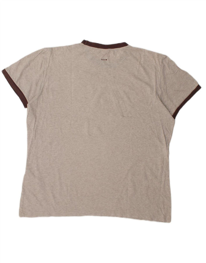 HUGO BOSS Mens Graphic T-Shirt Top 2XL Grey Cotton