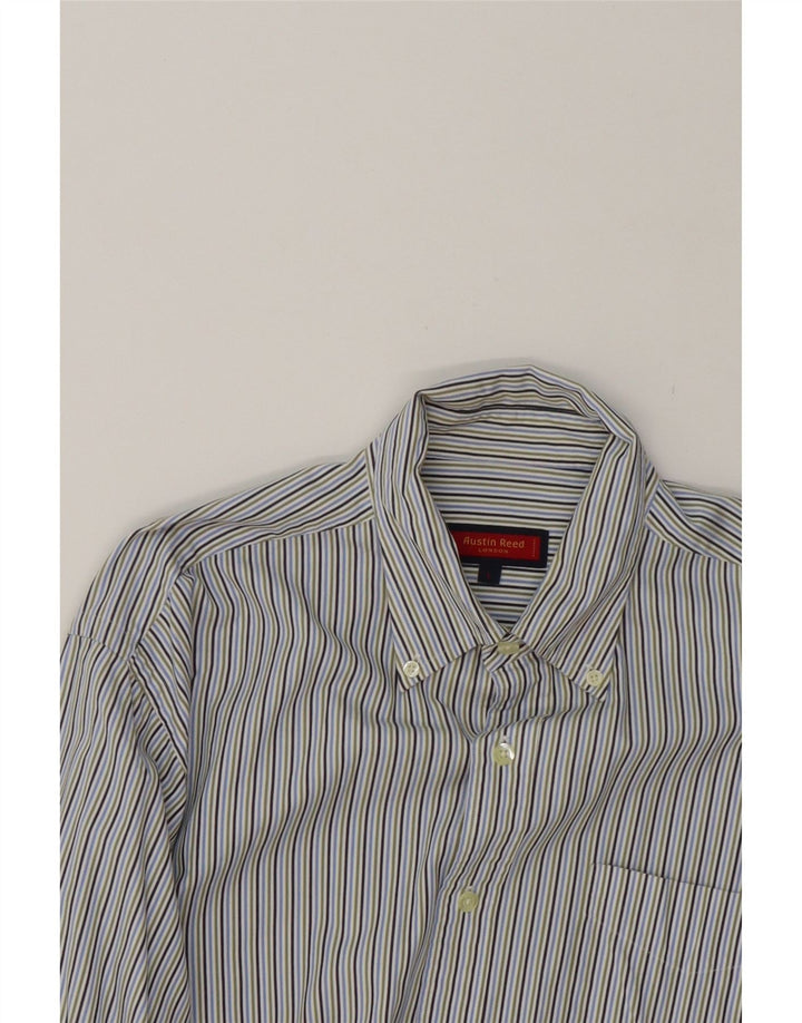 AUSTIN REED Mens Shirt Large Blue Striped Cotton Vintage Austin Reed and Second-Hand Austin Reed from Messina Hembry 