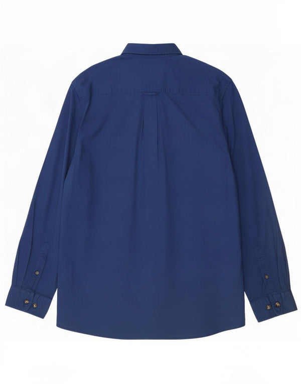 Crew Clothing Мужская классическая рубашка 2XL из хлопка синего цвета