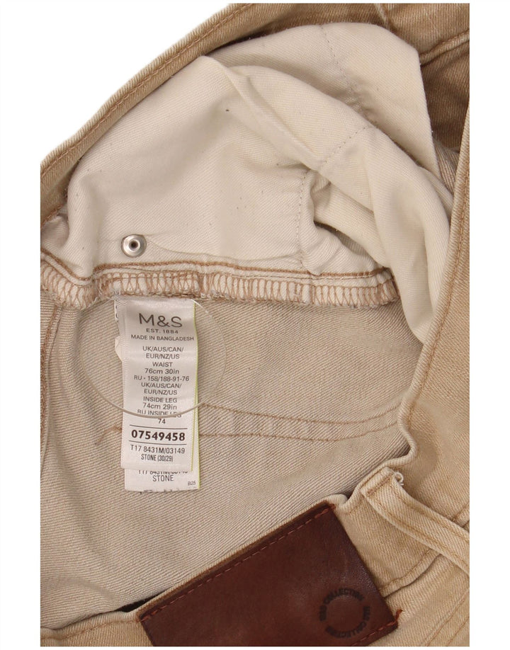 Мужские прямые джинсы Marks & Spencer W30 L29 бежевого цвета, хлопок
