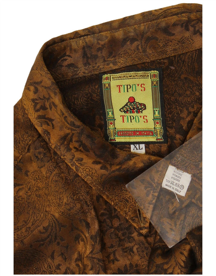 Мужская рубашка Tipo' S XL Коричневая из вискозы с пейсли