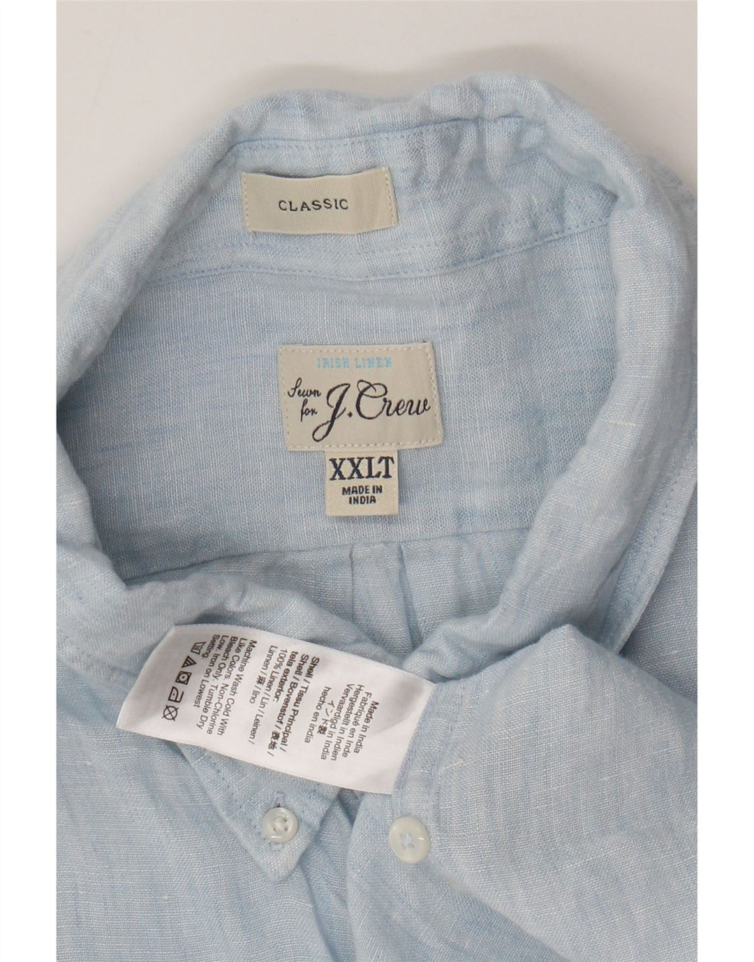 Мужская рубашка классического кроя J. CREW, 2XL, синяя, льняная